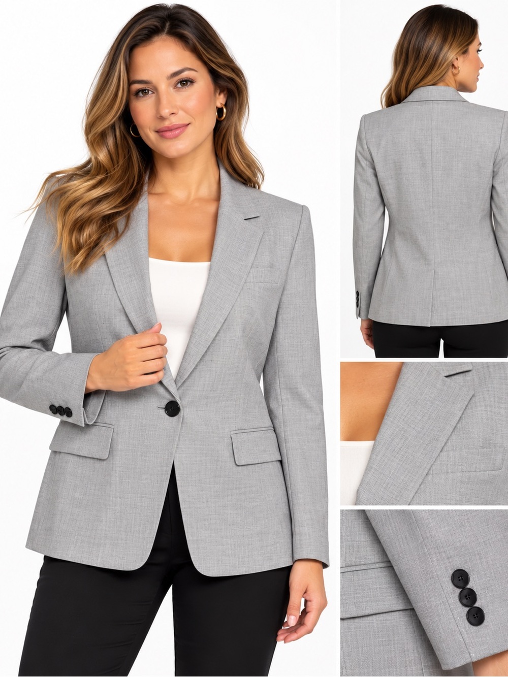 ANTONIO MELANI Light Grey Single-Button Blazer size 14